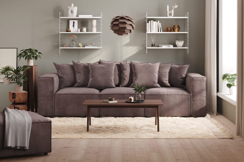 Cubo 4-seters Dyp Modulsofa i Fløyel - Mørk grå - Møbler - Sofaer - Fløyelssofaer