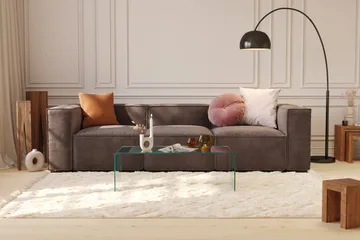 Cubo 4-seters Dyp Modulsofa i Fløyel - Mørk grå - Møbler - Sofaer - Fløyelssofaer