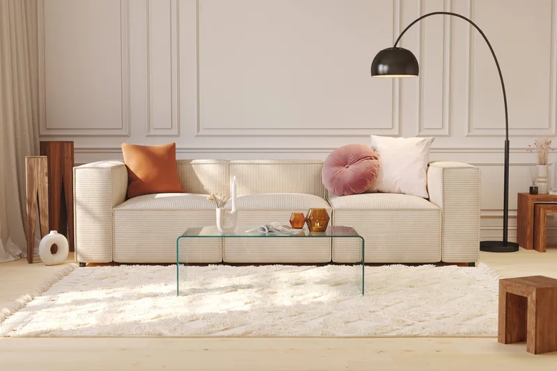 Cubo 4-seters Dyp Modulsofa i Manchester - Beige - Møbler - Sofaer - 3 seter sofa