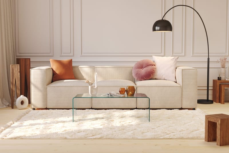Cubo 4-seters Dyp Modulsofa i Manchester - Beige - Møbler - Sofaer - 3 seter sofa
