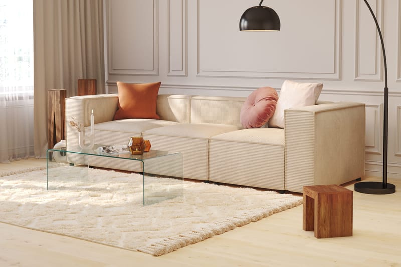 Cubo 4-seters Dyp Modulsofa i Manchester - Beige - Møbler - Sofaer - 3 seter sofa