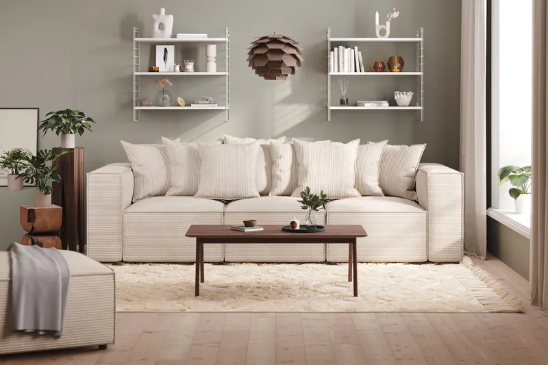 Cubo 4-seters Dyp Modulsofa i Manchester - Beige - Møbler - Sofaer - 3 seter sofa