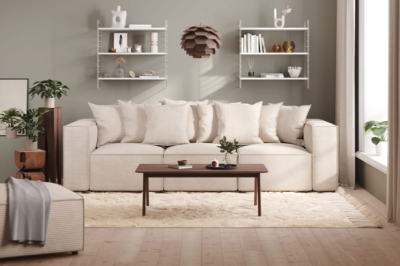 Cubo 4-seters Dyp Modulsofa i Manchester - Beige - Møbler - Sofaer - 3 seter sofa