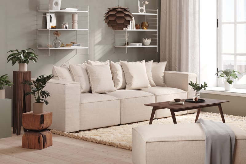 Cubo 4-seters Dyp Modulsofa i Stoff - Beige - Møbler - Sofaer - 3 seter sofa
