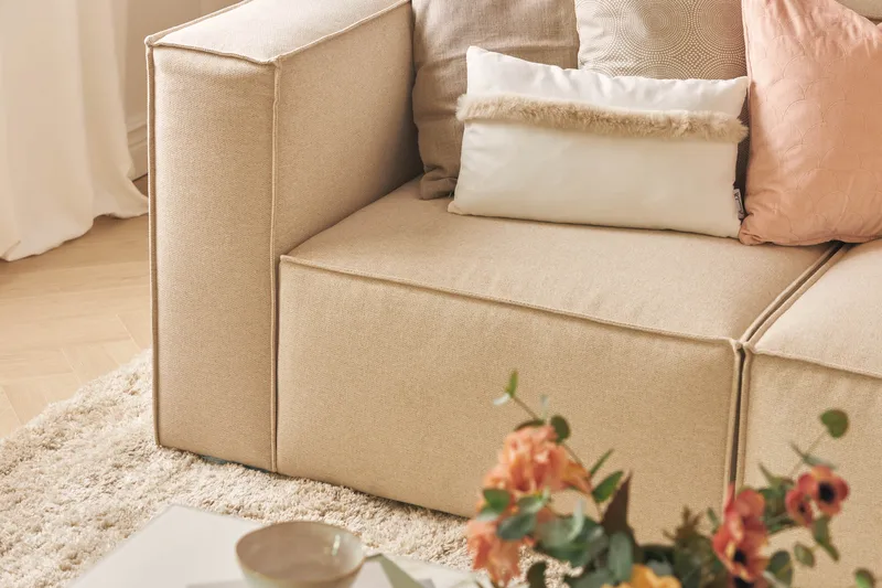 Cubo 4-seters Dyp Modulsofa i Stoff - Beige - Møbler - Sofaer - 3 seter sofa