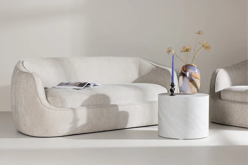 Elio 3-seters Myk Buet Sofa i Stoff - Lys Beige - Møbler - Sofaer - 3 seter sofa