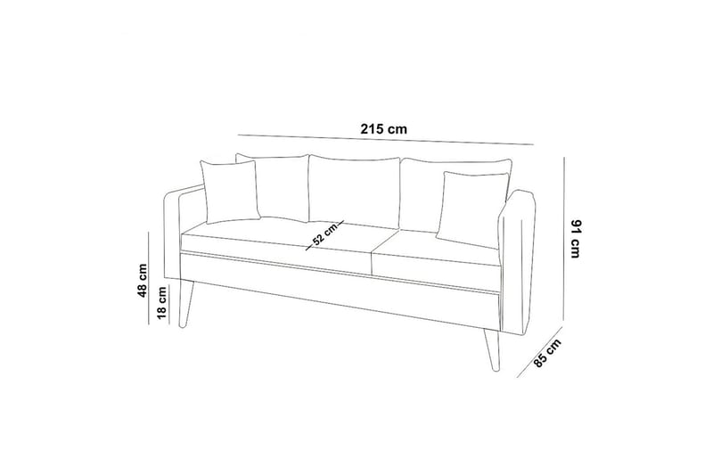 Espeut 3-seter Sofa - Brun - Møbler - Sofaer - 3 seter sofa
