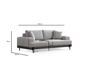 Eti 3-seter Sofa 98 cm i Stoff med Lave Armlener - Grå - Møbler - Sofaer - 3 seter sofa