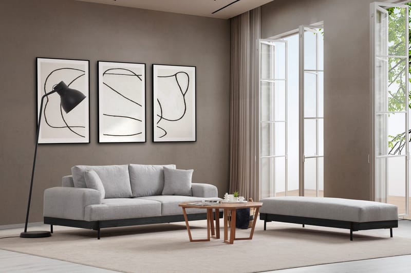 Eti 3-seter Sofa 98 cm i Stoff med Lave Armlener - Grå - Møbler - Sofaer - 3 seter sofa