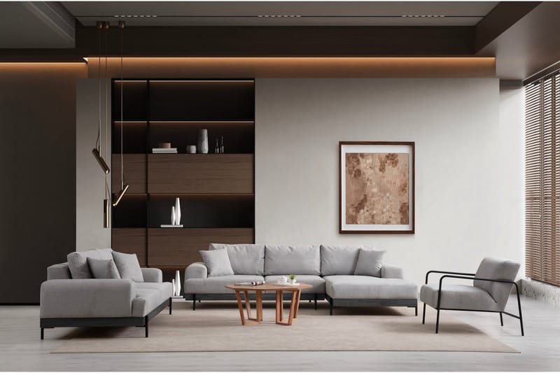 Eti 3-seter Sofa 98 cm i Stoff med Lave Armlener - Grå - Møbler - Sofaer - 3 seter sofa