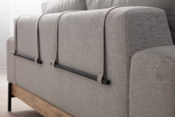 Eti 3-seter Sofa i Stoff med Treunderstell - Grå - Møbler - Sofaer - 3 seter sofa