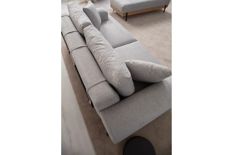 Eti 3-seter Sofa i Stoff med Treunderstell - Grå - Møbler - Sofaer - 3 seter sofa
