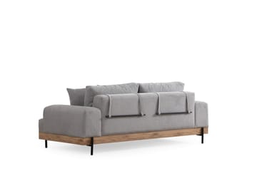 Eti 3-seter Sofa i Stoff med Treunderstell - Grå - Møbler - Sofaer - 3 seter sofa
