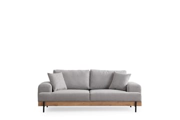 Eti 3-seter Sofa i Stoff med Treunderstell - Grå - Møbler - Sofaer - 3 seter sofa