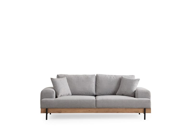 Eti 3-seter Sofa i Stoff med Treunderstell - Grå - Møbler - Sofaer - 3 seter sofa