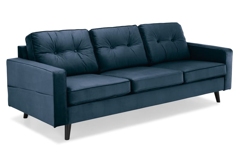 Fløyelssofa Miller 3-seter - Midnattsblå - Fløyelssofaer - 3 seter sofa