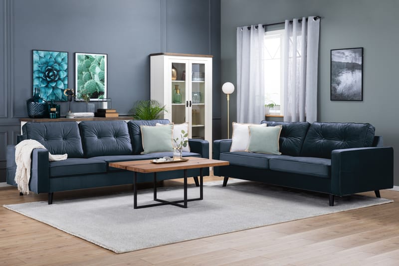 Fløyelssofa Miller 3-seter - Midnattsblå - Fløyelssofaer - 3 seter sofa