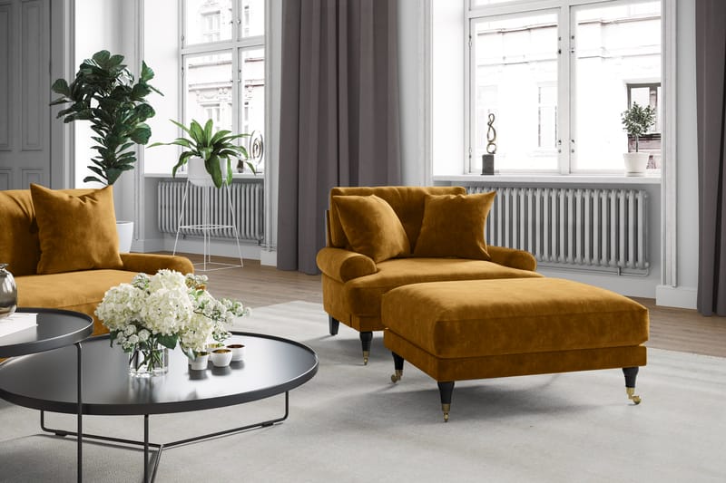 Fløyelssofa Webber 3-seter - Amber|Krom - Fløyelssofaer - Howard-sofaer - 3 seter sofa