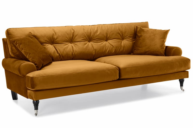 Fløyelssofa Webber 3-seter - Amber|Krom - Fløyelssofaer - Howard-sofaer - 3 seter sofa