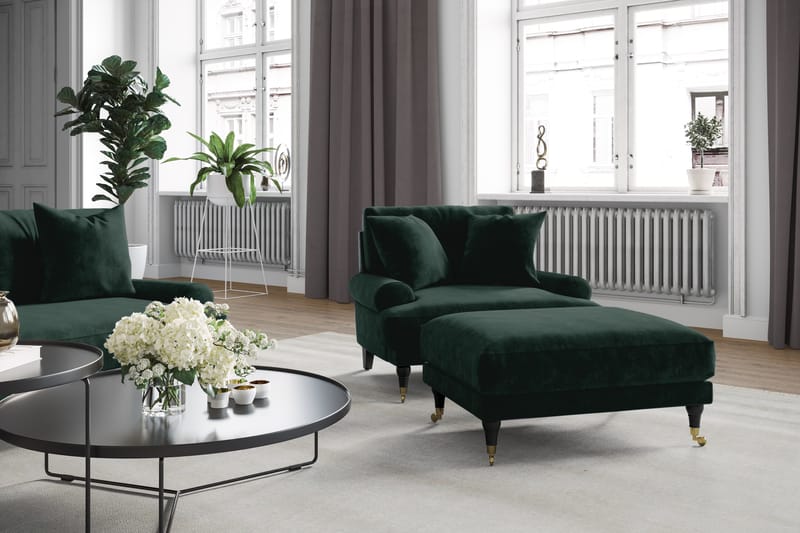 Fløyelssofa Webber 3-seter - Mørkgrønn|Krom - Fløyelssofaer - Howard-sofaer - 3 seter sofa