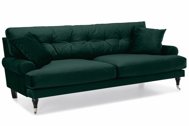 Fløyelssofa Webber 3-seter - Mørkgrønn|Krom - Fløyelssofaer - Howard-sofaer - 3 seter sofa