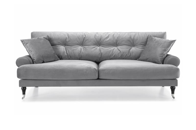 Fløyelssofa Webber 3-seter - Sølvgrå|Krom - Fløyelssofaer - Howard-sofaer - 3 seter sofa