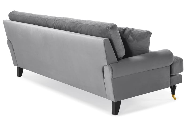 Fløyelssofa Webber 3-seter - Sølvgrå|Messing - Fløyelssofaer - Howard-sofaer - 3 seter sofa