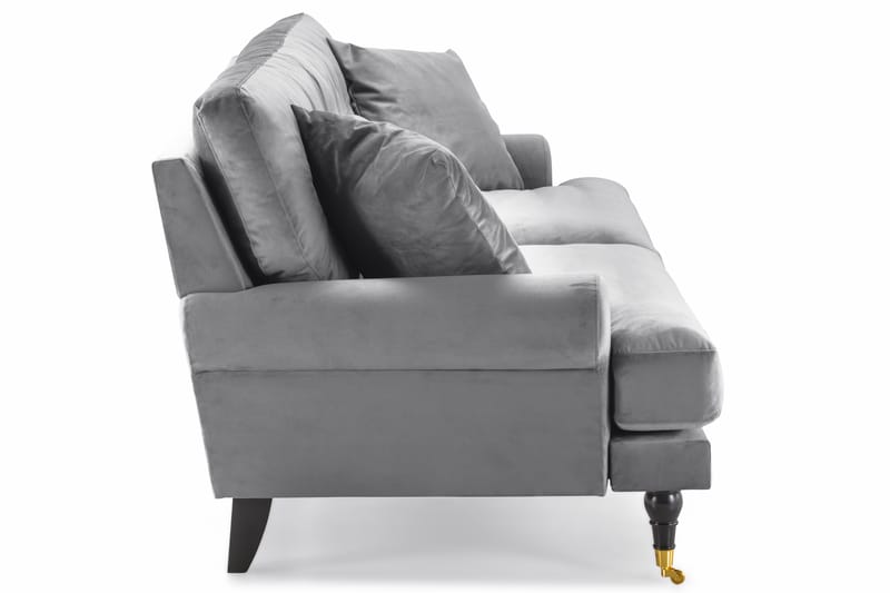 Fløyelssofa Webber 3-seter - Sølvgrå|Messing - Fløyelssofaer - Howard-sofaer - 3 seter sofa