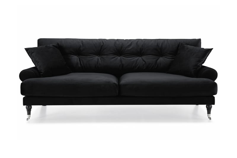 Fløyelssofa Webber 3-seter - Svart|Krom - Fløyelssofaer - Howard-sofaer - 3 seter sofa