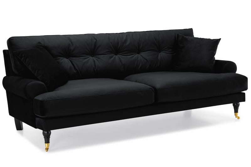 Fløyelssofa Webber 3-seter - Svart|Messing - Fløyelssofaer - Howard-sofaer - 3 seter sofa