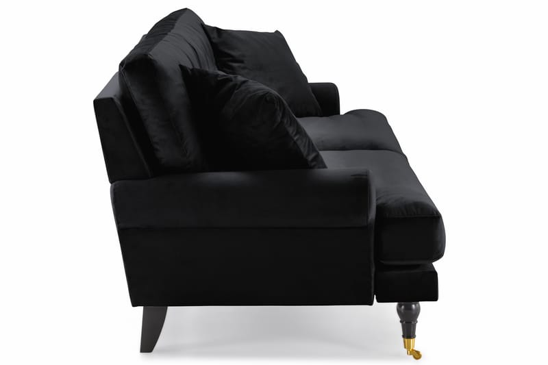 Fløyelssofa Webber 3-seter - Svart|Messing - Fløyelssofaer - Howard-sofaer - 3 seter sofa