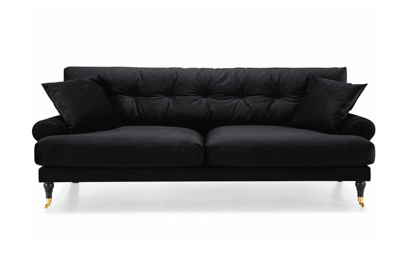 Fløyelssofa Webber 3-seter - Svart|Messing - Fløyelssofaer - Howard-sofaer - 3 seter sofa