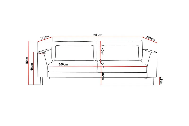 Florenz 3-seters Sofa i Chenille - Grå/Beige - Møbler - Sofaer - 3 seter sofa