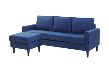 Fuimaono Sofa med Fotskammel - Blå - Møbler - Sofaer - 3 seter sofa