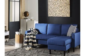 Fuimaono Sofa med Fotskammel - Blå - Møbler - Sofaer - 3 seter sofa