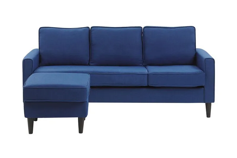 Fuimaono Sofa med Fotskammel - Blå - Møbler - Sofaer - 3 seter sofa