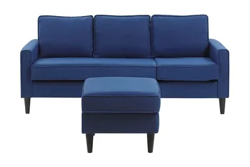 Fuimaono Sofa med Fotskammel - Blå - Møbler - Sofaer - 3 seter sofa