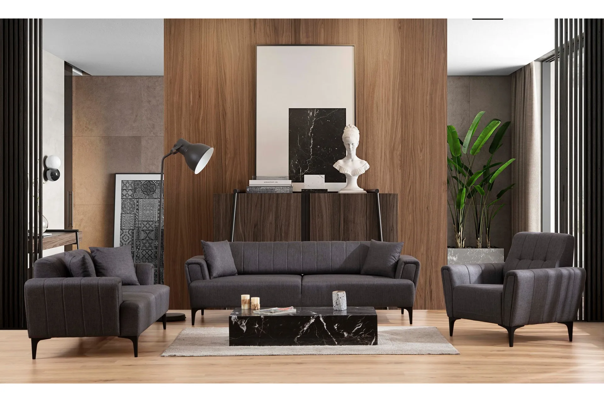 3-seter Sofa Hamlets - Mørkegrå - Møbler - Sofaer - 2 seter sofa