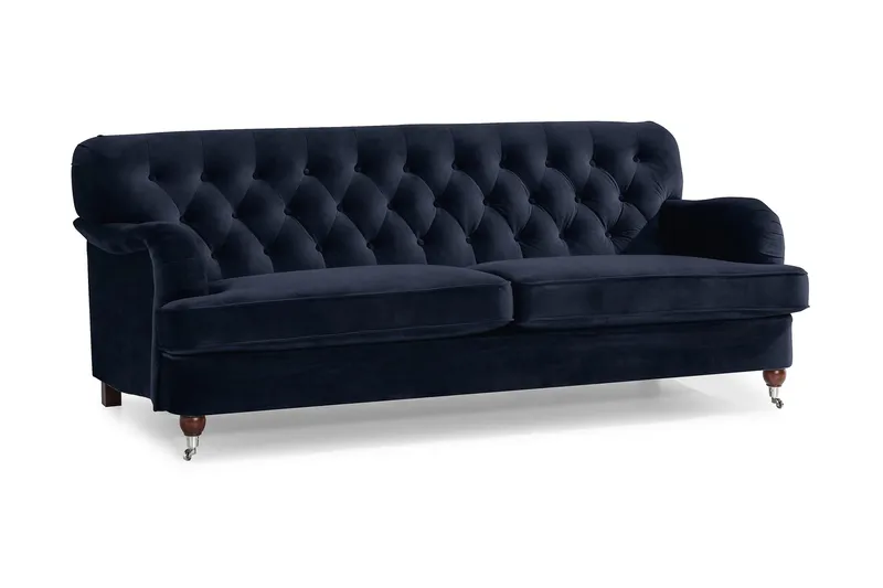 Howard Riviera 3-seters Fløyelssofa - Blå - Møbler - Sofaer - 3 seter sofa