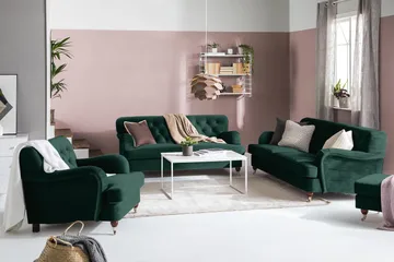 Howard Riviera 3-seters Fløyelssofa - Grønn - Møbler - Sofaer - 3 seter sofa