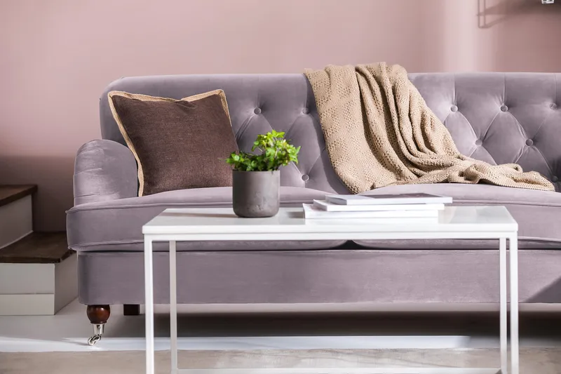 Howard Riviera 3-seters Fløyelssofa - Lilla - Møbler - Sofaer - 3 seter sofa