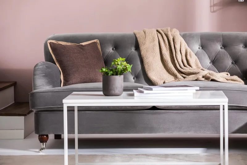 Howard Riviera 3-seters Fløyelssofa - Lys grå - Møbler - Sofaer - 3 seter sofa