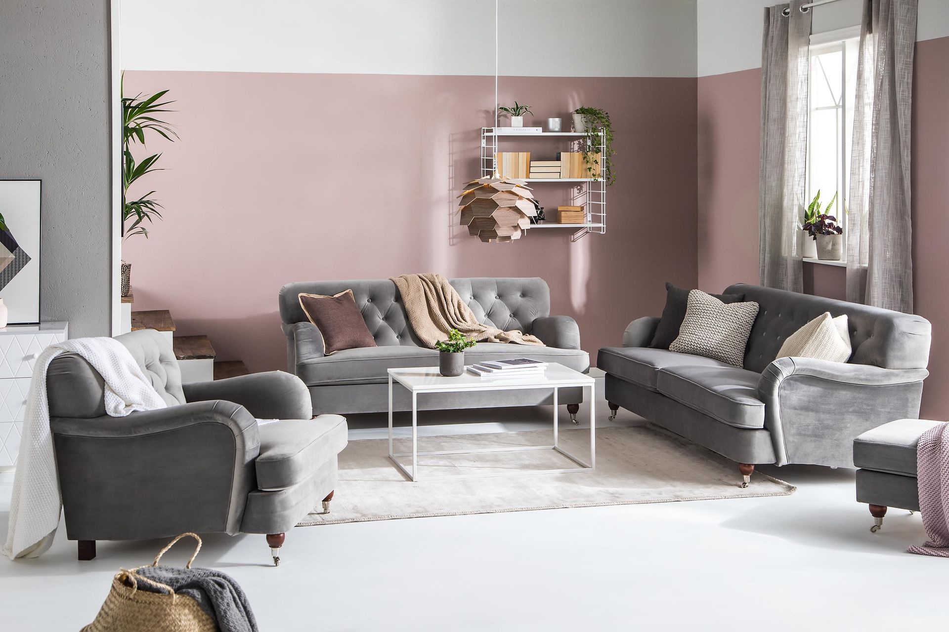 Howard Riviera 3-seters Fløyelssofa - Lys grå - Møbler - Sofaer - 3 seter sofa