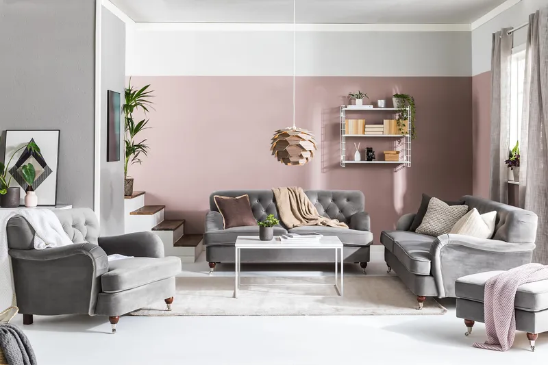 Howard Riviera 3-seters Fløyelssofa - Lys grå - Møbler - Sofaer - 3 seter sofa