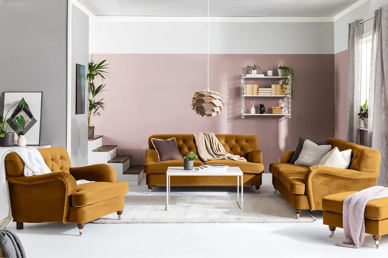 Howard Riviera 3-seters Fløyelssofa - Mørk gul - Møbler - Sofaer - 3 seter sofa