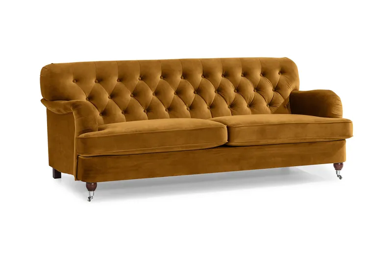 Howard Riviera 3-seters Fløyelssofa - Mørk gul - Møbler - Sofaer - 3 seter sofa