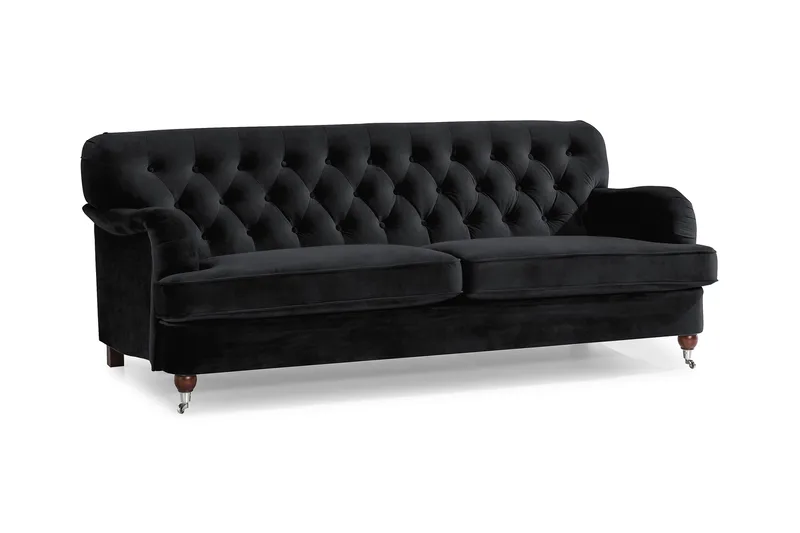 Howard Riviera 3-seters Fløyelssofa - Svart - Møbler - Sofaer - 3 seter sofa