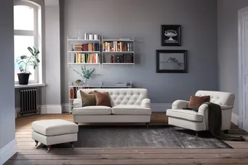 Howard Riviera 3-seters Stoffsofa - Lys grå - Møbler - Sofaer - 3 seter sofa