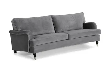 Howard-sofa uten divan og sjeselong Bloomington Howard Classic fløyelssofa 3,5-seter Vera 2, Grå velur - Møbler - Sofaer - 3 seter sofa