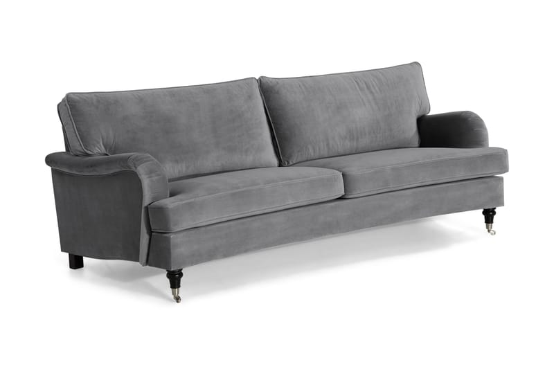 Howard-sofa uten divan og sjeselong Bloomington Howard Classic fløyelssofa 3,5-seter Vera 2, Grå velur - Møbler - Sofaer - 3 seter sofa